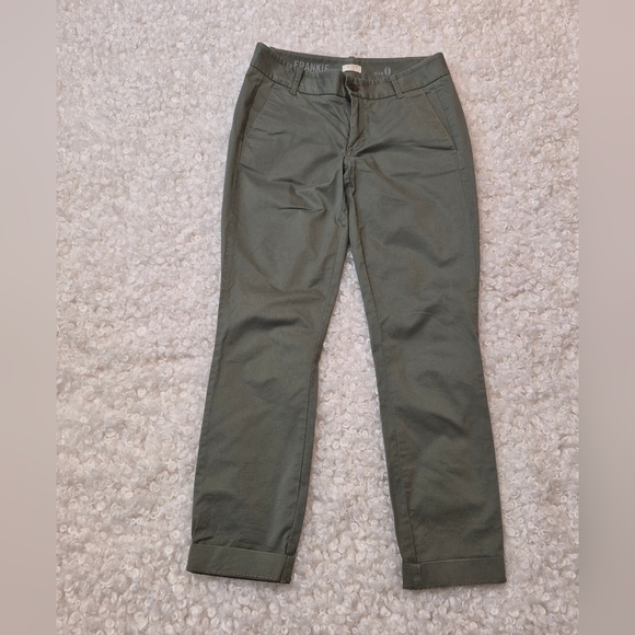 J.CREW Frankie Stretch Chino Pants Size 0 Olive Green Slim - Picture 2 of 14